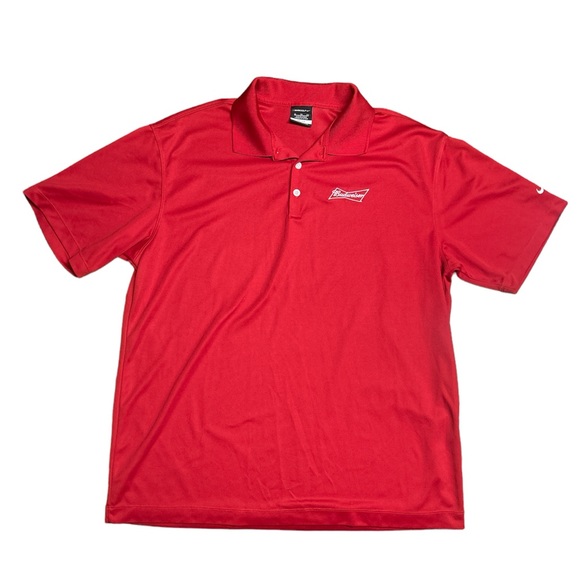 Nike Other - Nike Golf Red Polo Dri-Fit Embroidered Budweiser & Nike Logo on Sleeve Size XL
